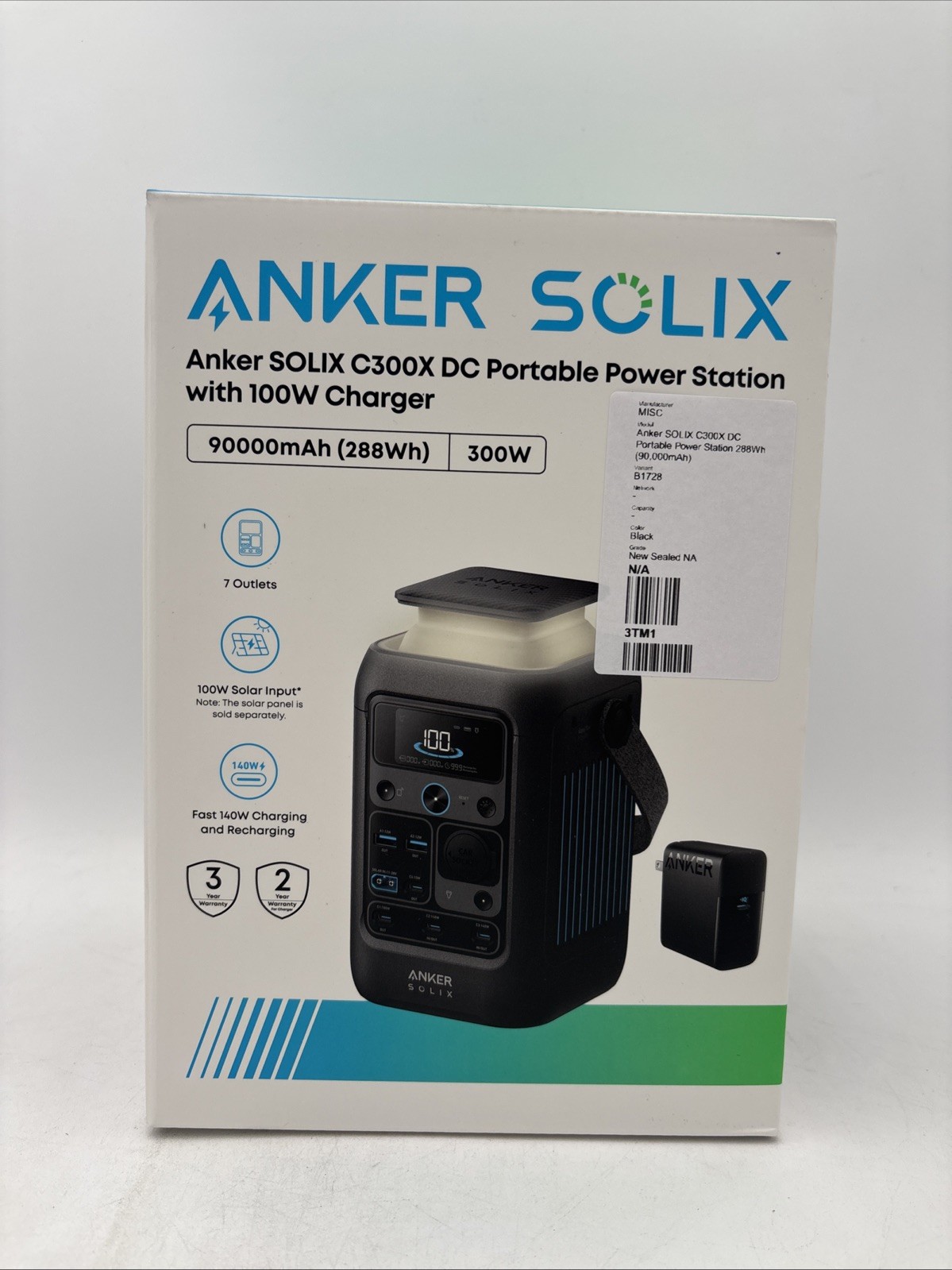 NEW IN BOX Anker SOLIX C300X DC Portable Power Station 288Wh Black - SHIPS FREE