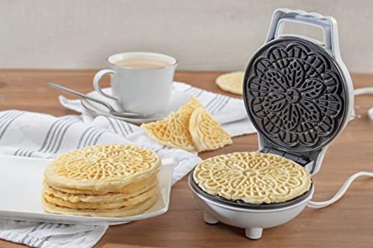 Mini Electric Pizzelle Maker- Makes One Personal Tiny Sized 4" Traditional