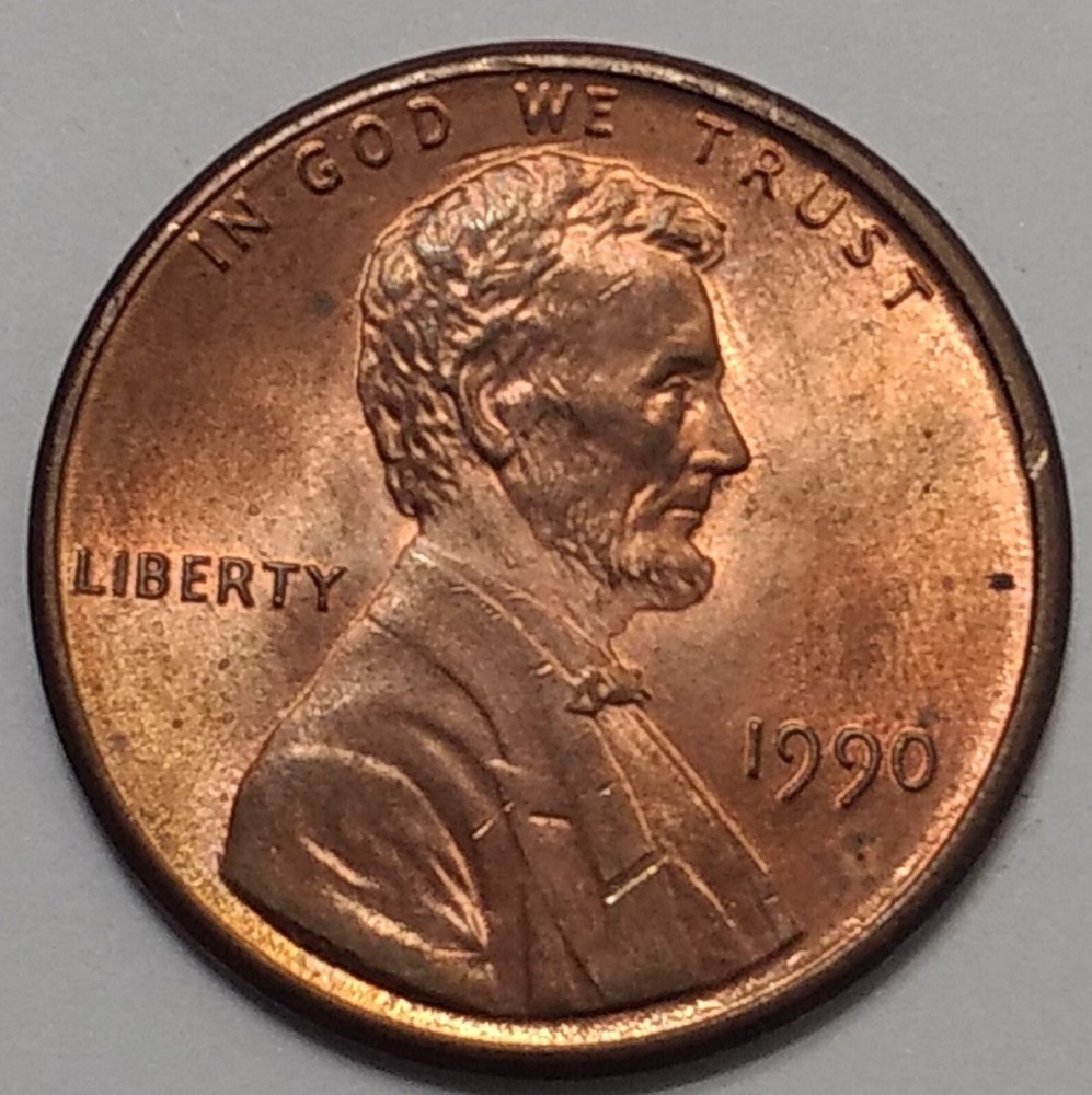 1990 Lincoln Cent Sunset Toned ~ RB