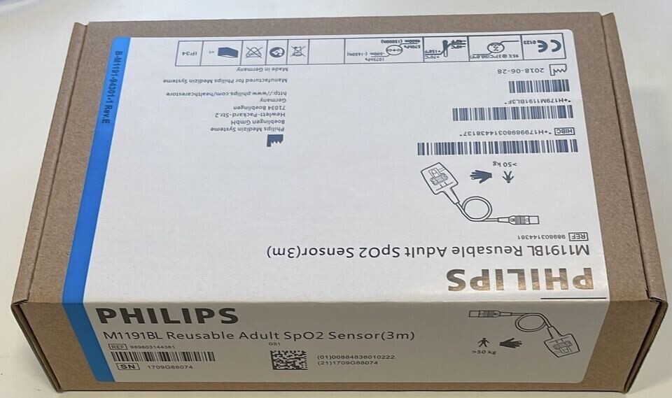 Philips M1191BL New Label Adult Soft SpO2 Sensor Original - Same Day Shipping