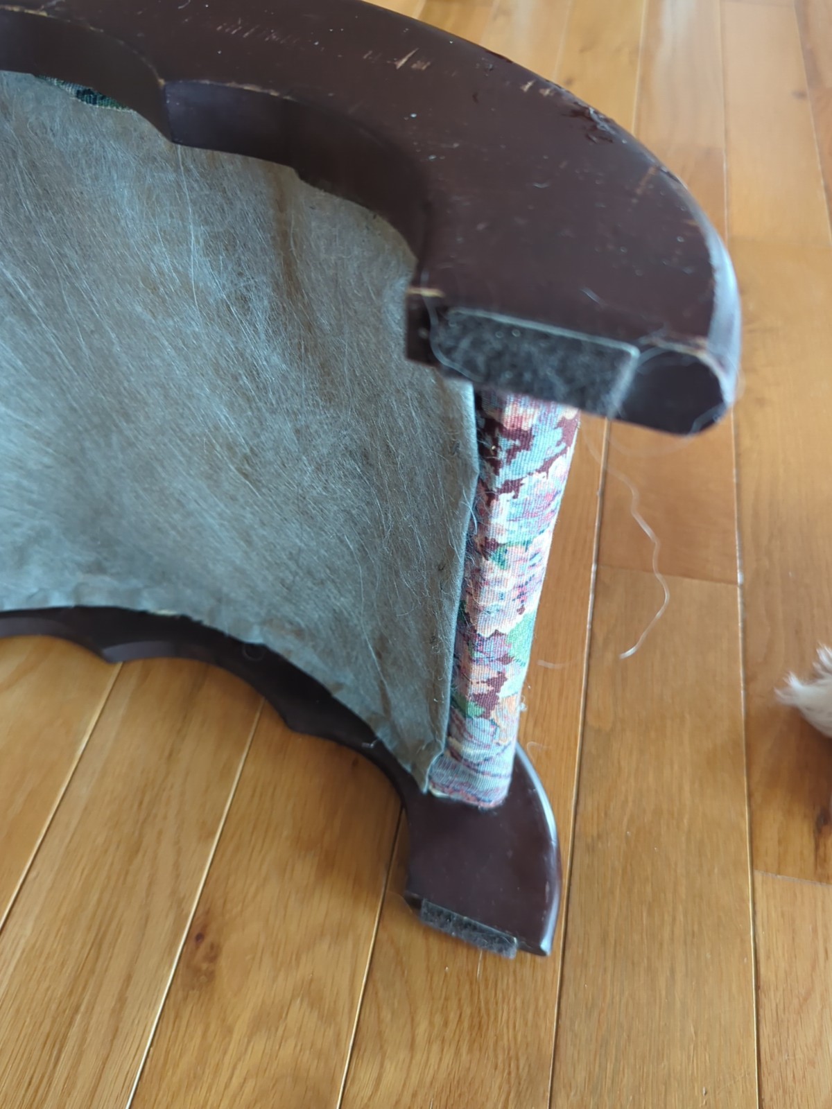 Antique vintage Arched Wood Upholstered Durable Fabric Footstool