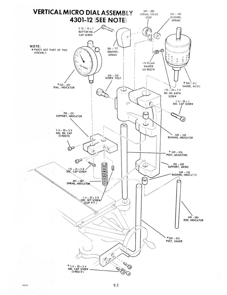 Clausing 14" Model 4301 Optical Comparator Instructions & Parts Manual #1848