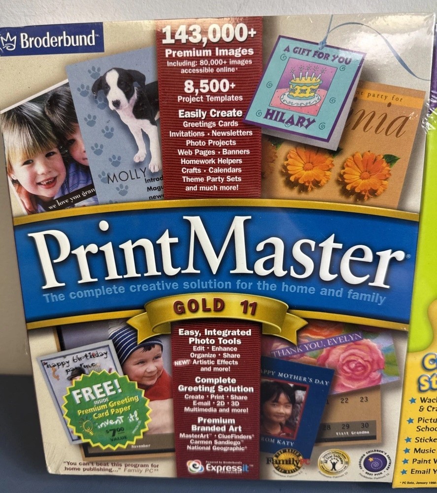 PrintMaster Gold Version 11- 2001 PC Computer CD Broderbund Software Bonus CD