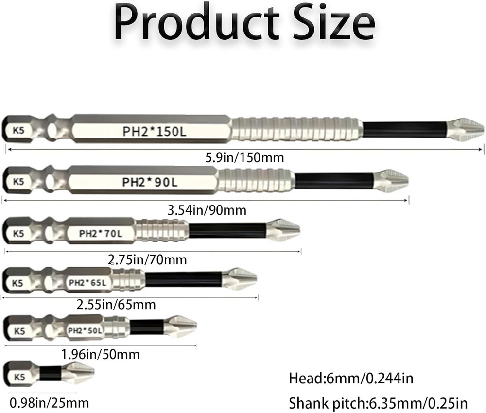 Professional Magnetic Screwdriver Bit Set, 2 Sets, Various Lengths