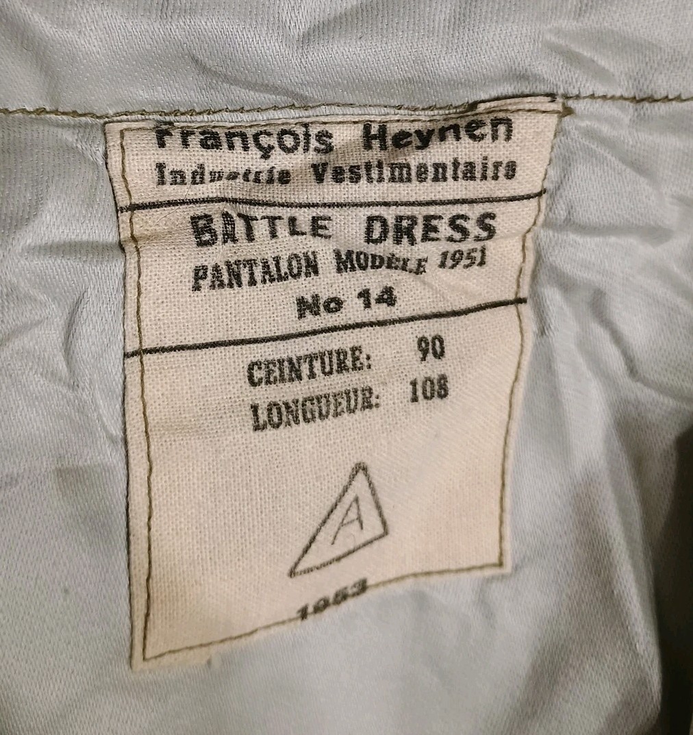 VTG French Army Green Wool Field Pants 1953 Francois Heynen Vestimentaire No 14