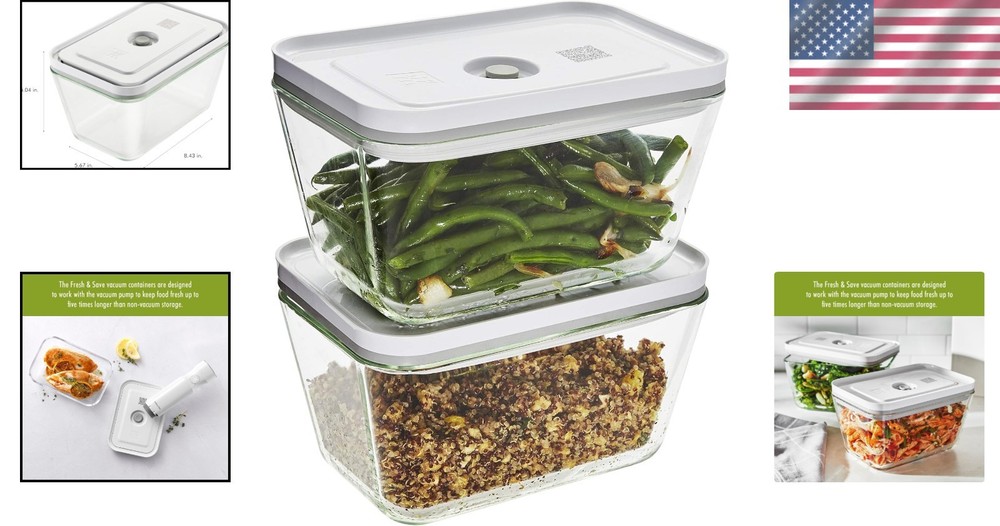 Glass Meal Prep Container Set - 2 Large Airtight Containers