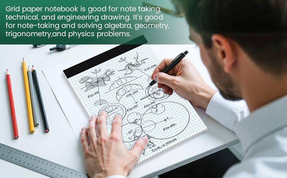 Graph Paper,Quad Ruled, Grid Paper Pad 8-1/, Grid Pad, Engineering