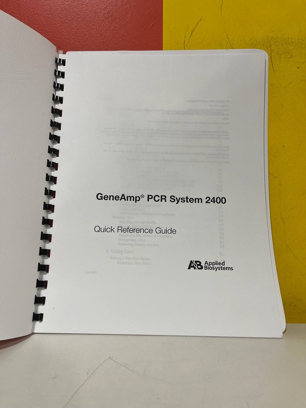 Applied Biosystems 2400 System Quick Reference Guide