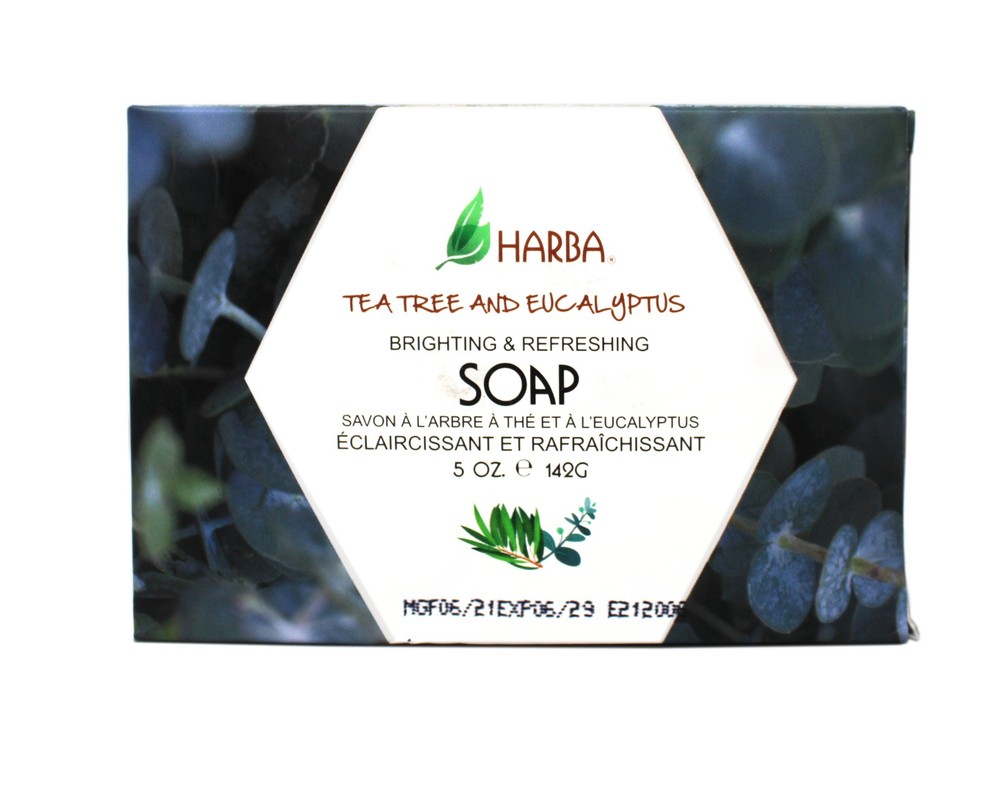 Harba Bath Soap, Brightening & Refreshing, Tee Tree & Eucalyptus, 5 OZ - 4 Pack