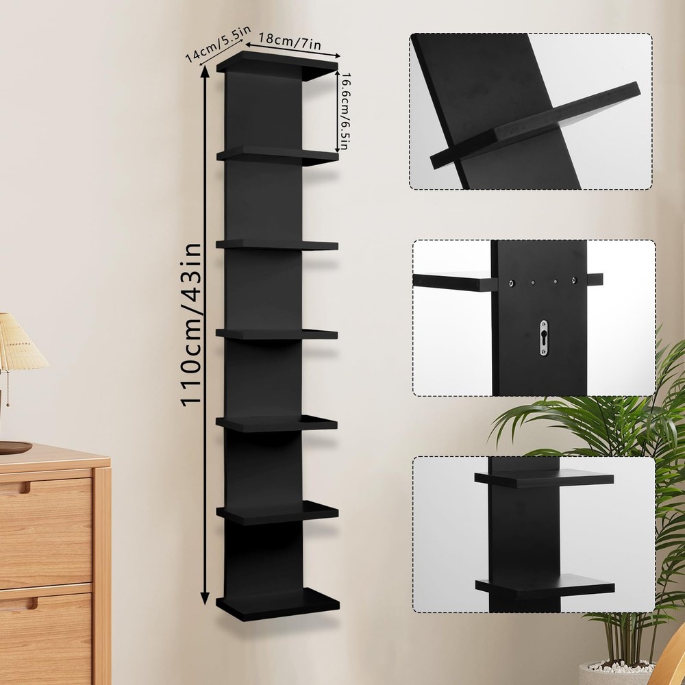 7 Tier Wall Shelf Unit - Lack Floating Shelf, Compact Display Floating Shelf,...