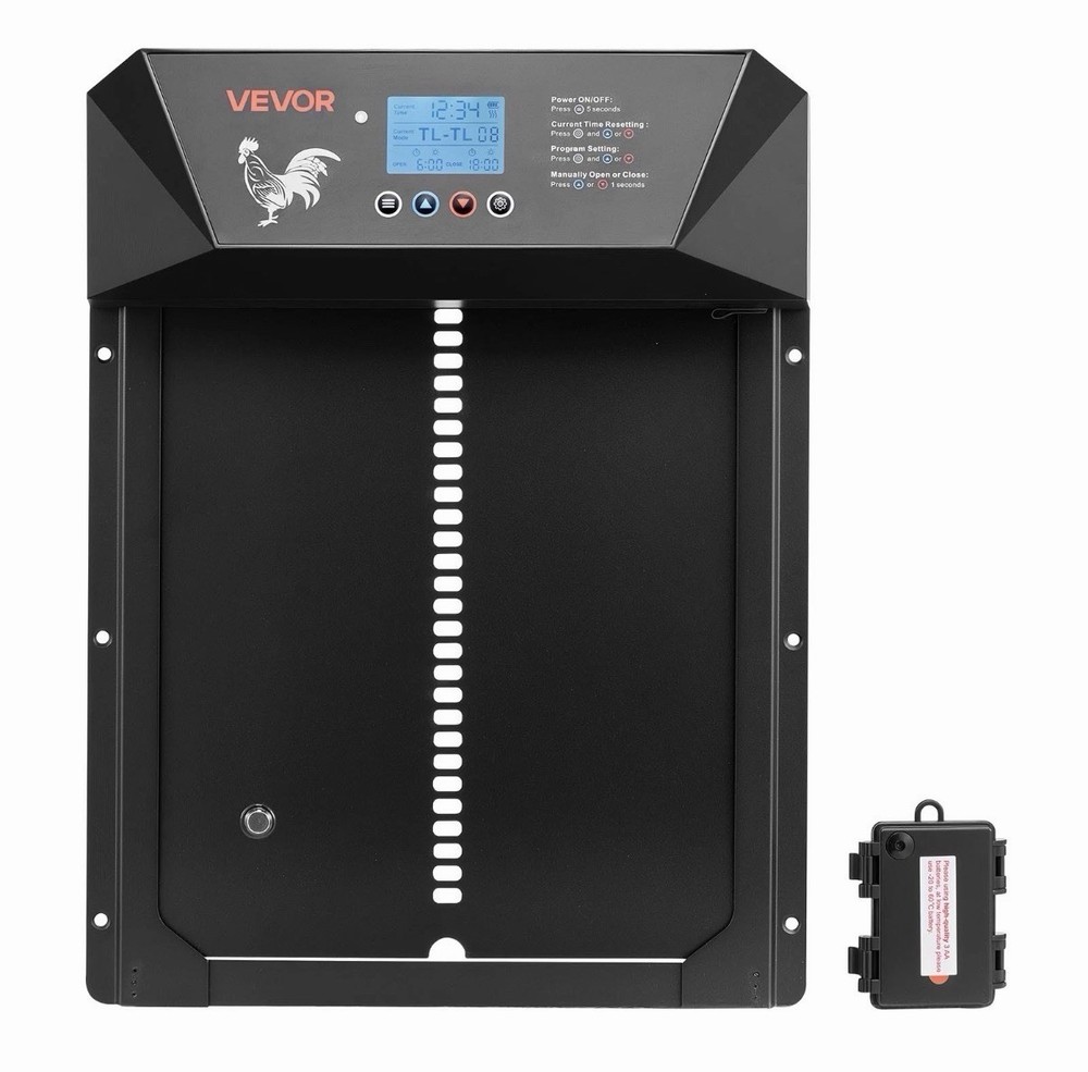 VEVOR DC & Battery Powered Automatic Chicken Coop Door Opener Light Sensor Timer