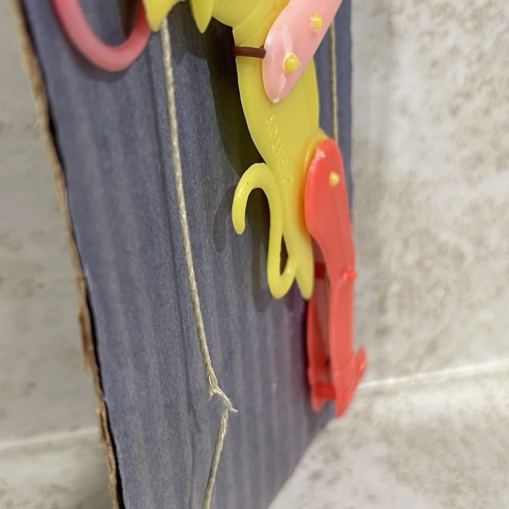 Vintage Chemtoy Plastic Climbing Monkey Race Pull String Novelty Toy READ