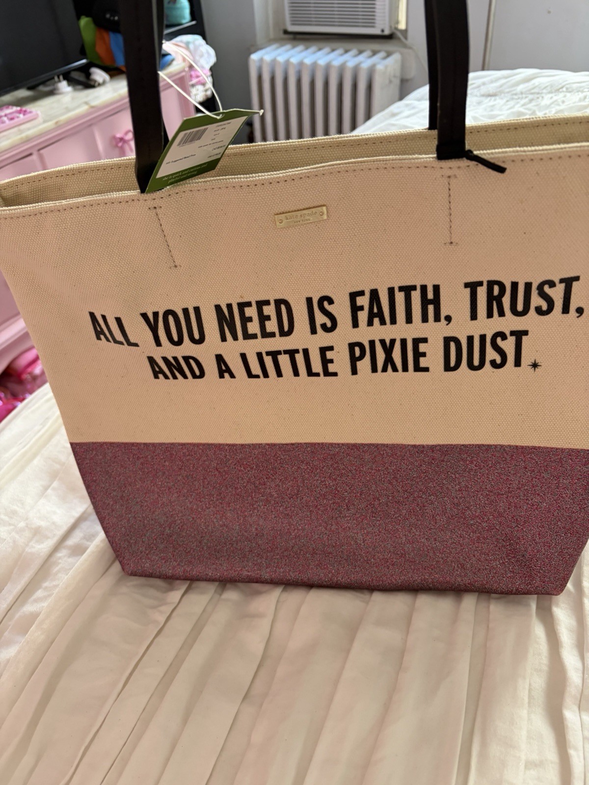 Kate Spade Disney Tinker Bell Tote Faith Trust And Pixie Dust