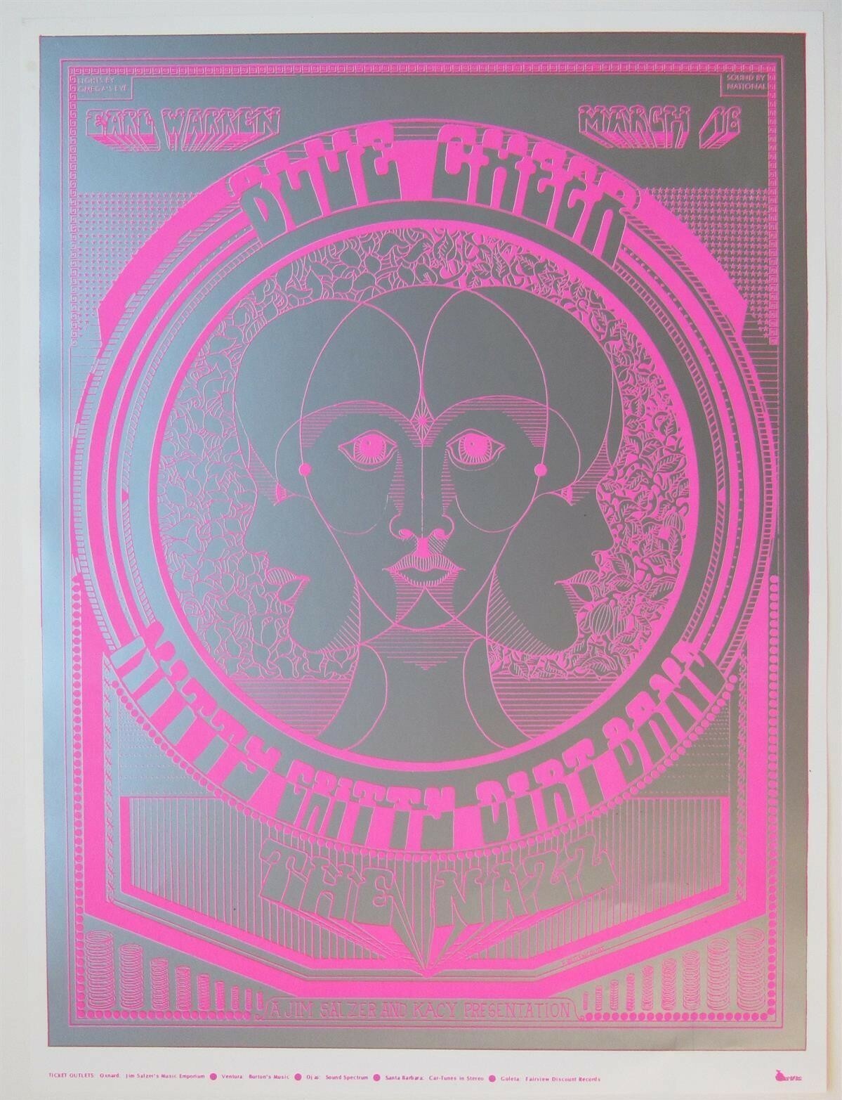 ALICE COOPER (THE NAZZ) & BLUE CHEER  in Santa Barbara, 1968 - AUTHENTIC POSTER