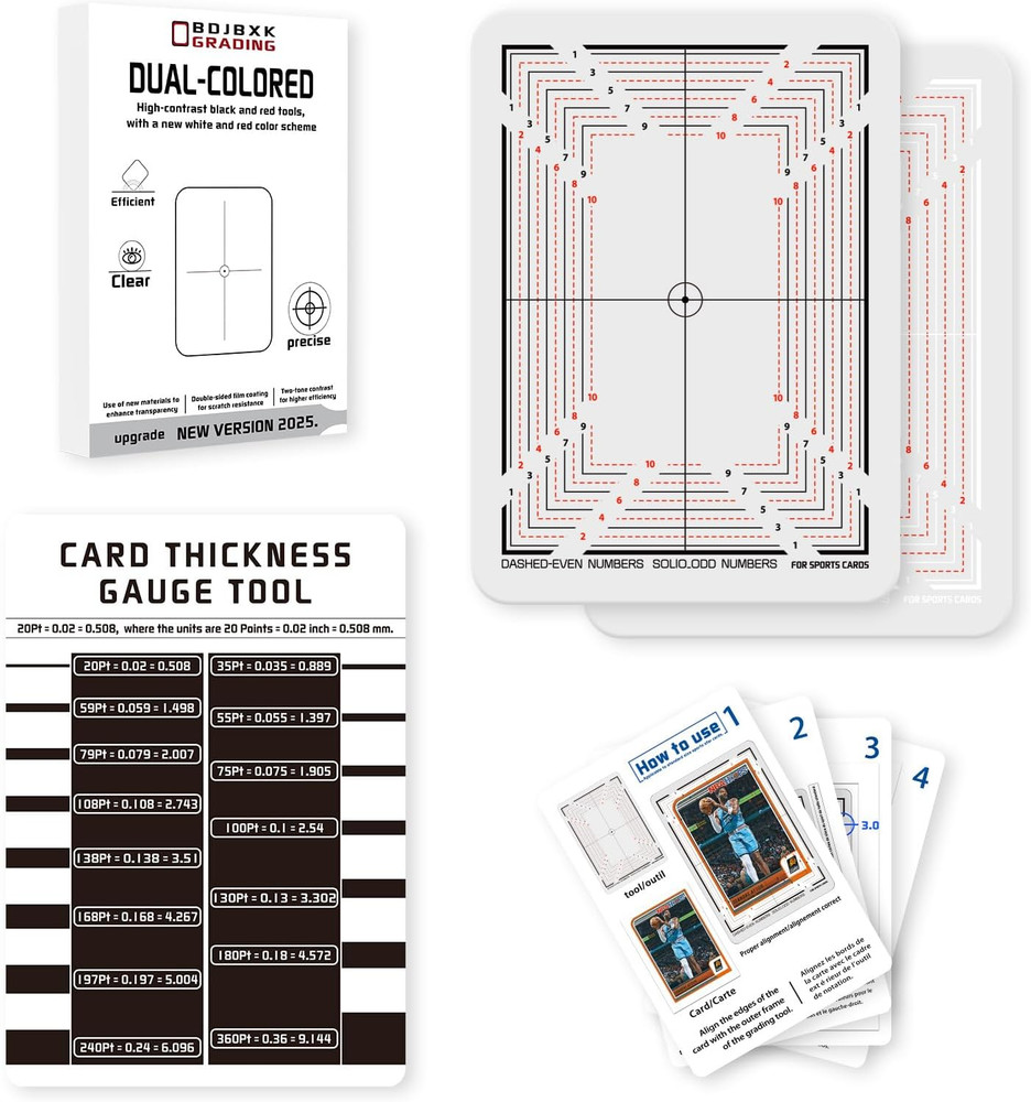 Card Centering Grading Tool, Sports Cards Grading Kit, Thickness Measuring Card,