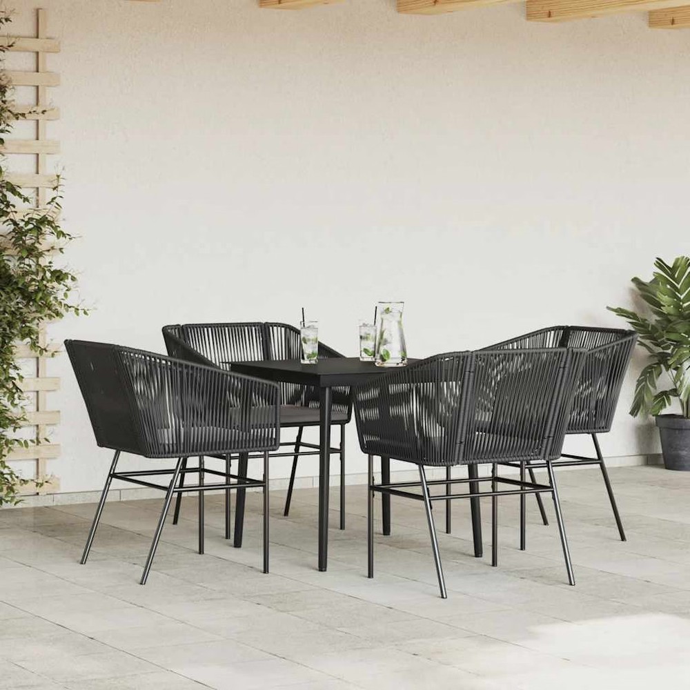 Garden Dining Set Black, Dark Grey