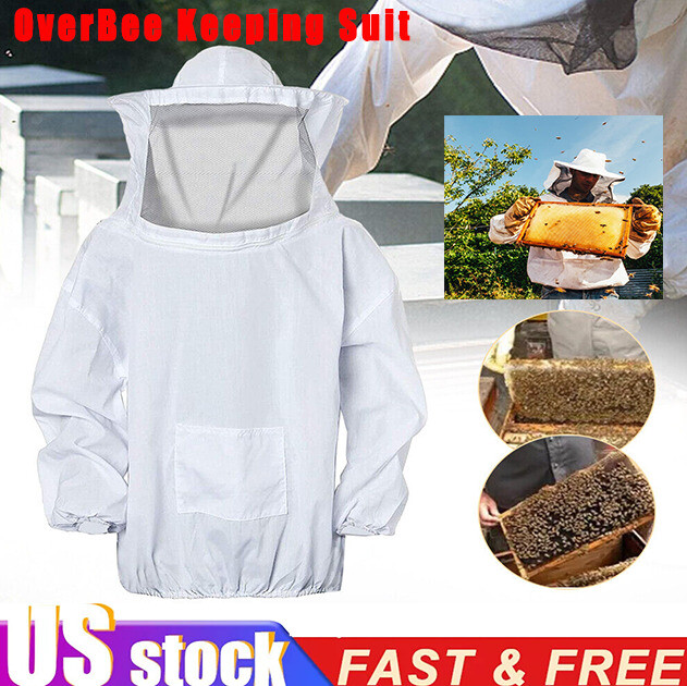 Veil Hat Jacket OverBee Keeping Suit Protective Coat Pull Tops Beekeeping Smock