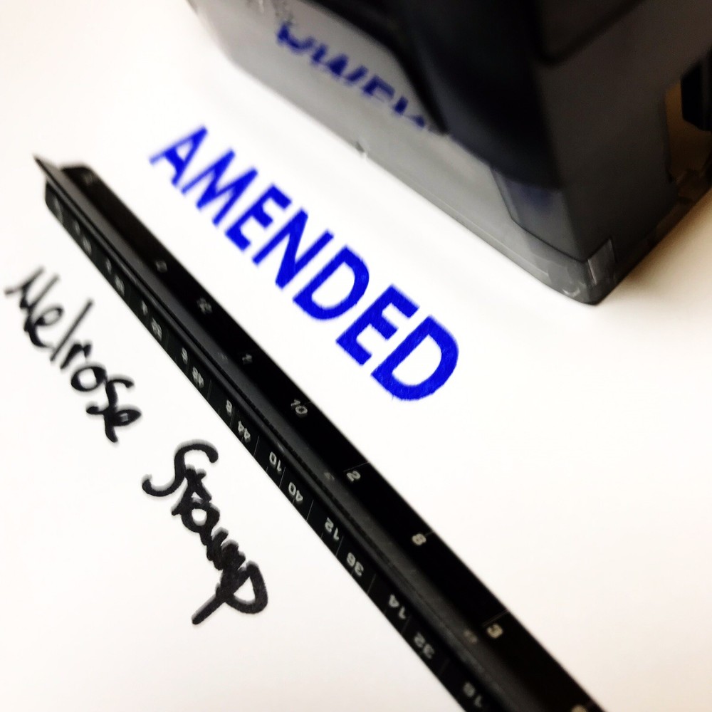 Amended Rubber Stamp Blue Ink Self Inking Ideal 4913
