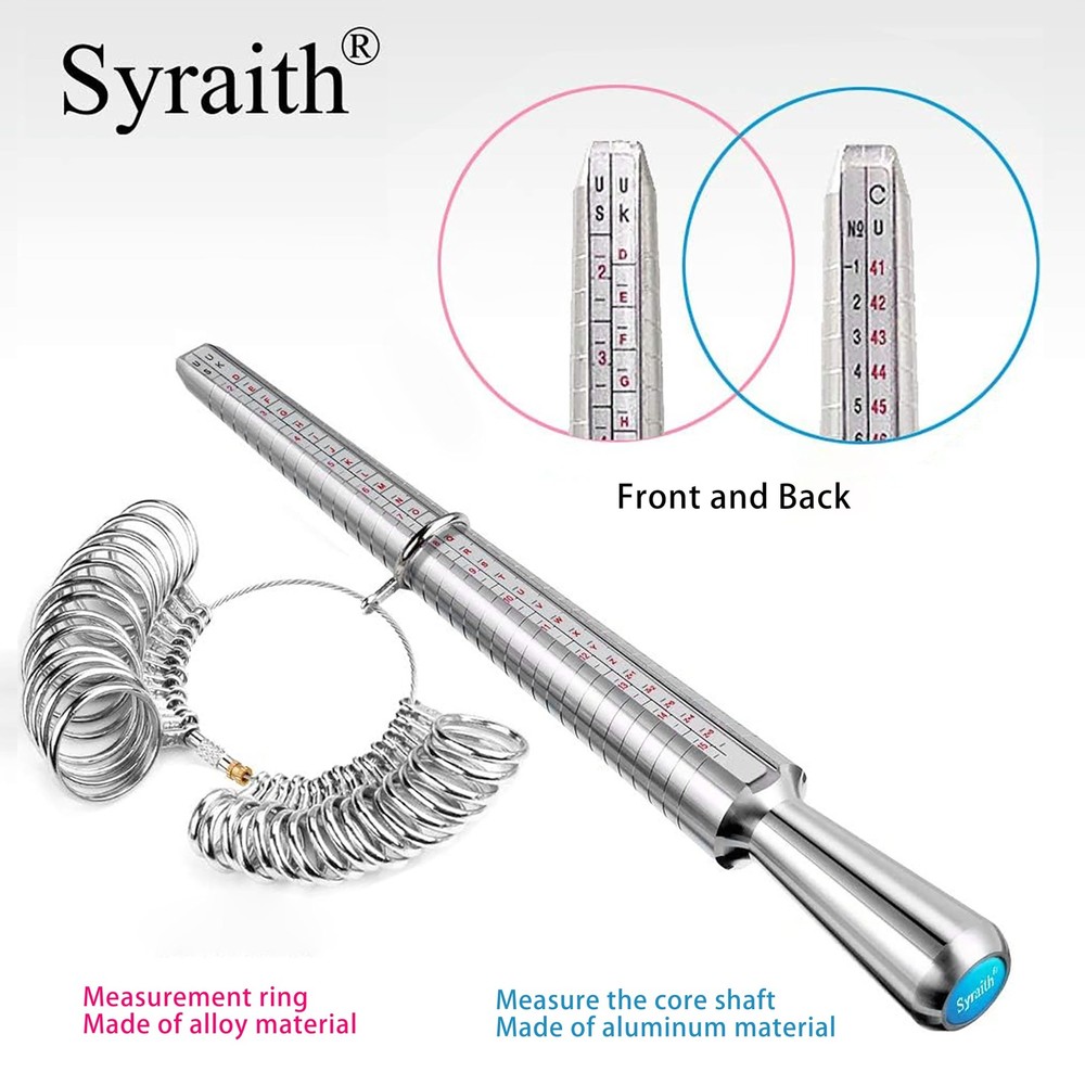 Ring Sizer Measuring Tool Metal Combination Suit for Finger Sizing Silvery