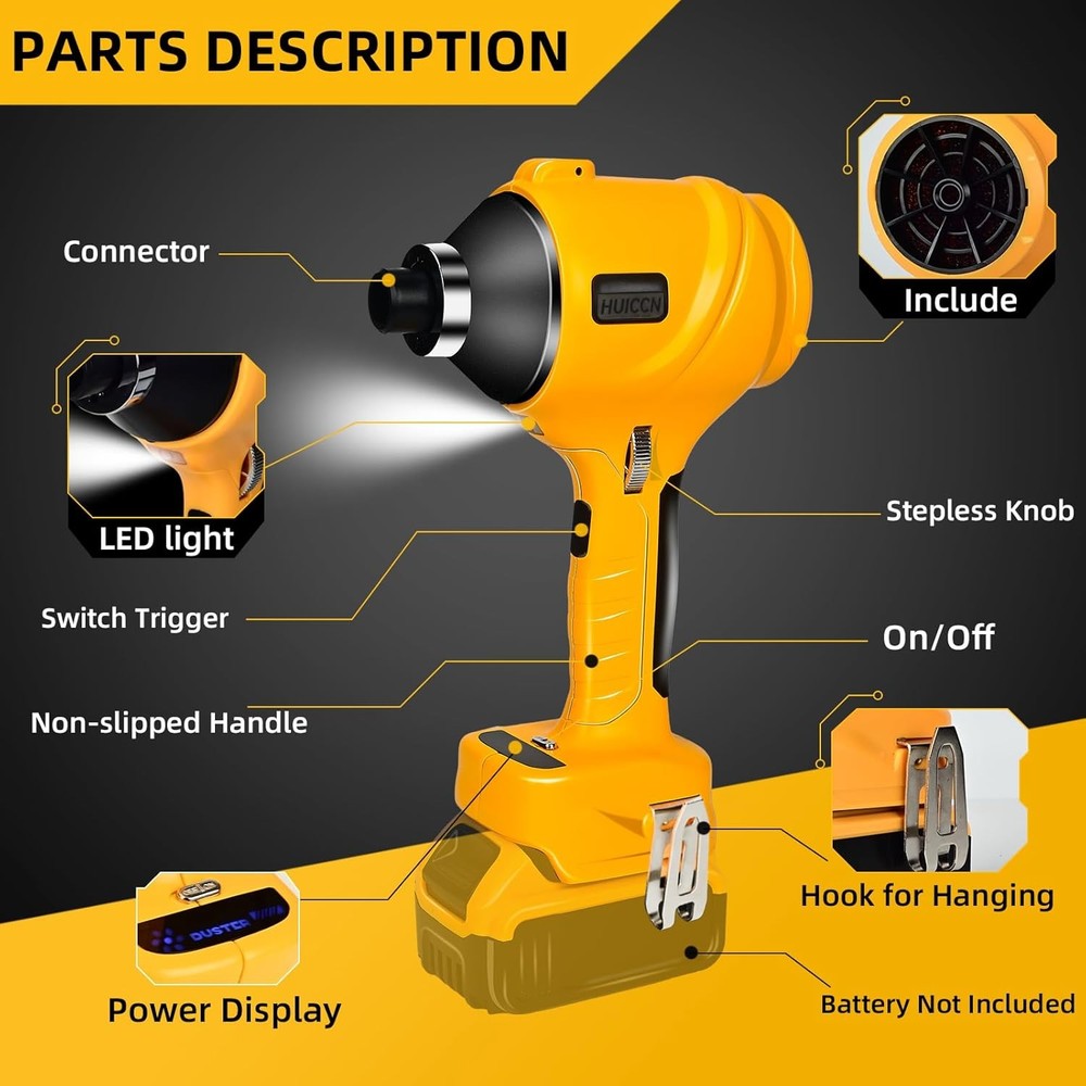 Cordless Dust Blower Dewalt 20V Battery Handheld Leaf Blower Compressed Air