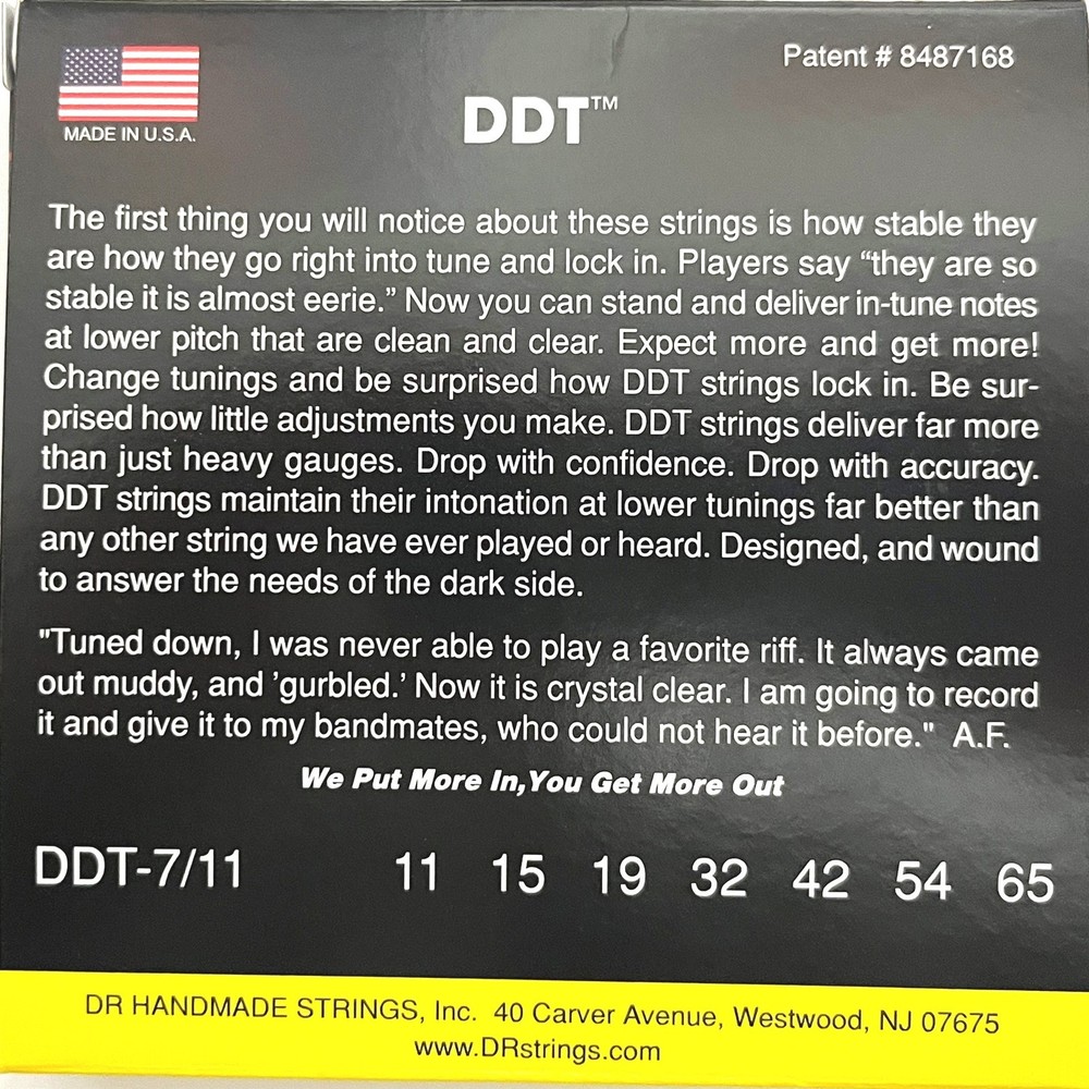 DR Guitar Strings Electric 3 Sets DDT 7-String Drop Down Tuning 11-65