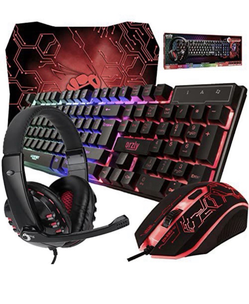 Keyboard Mouse & Headset Combo Pack with LED RGB Backlight PC Gaming Bundle