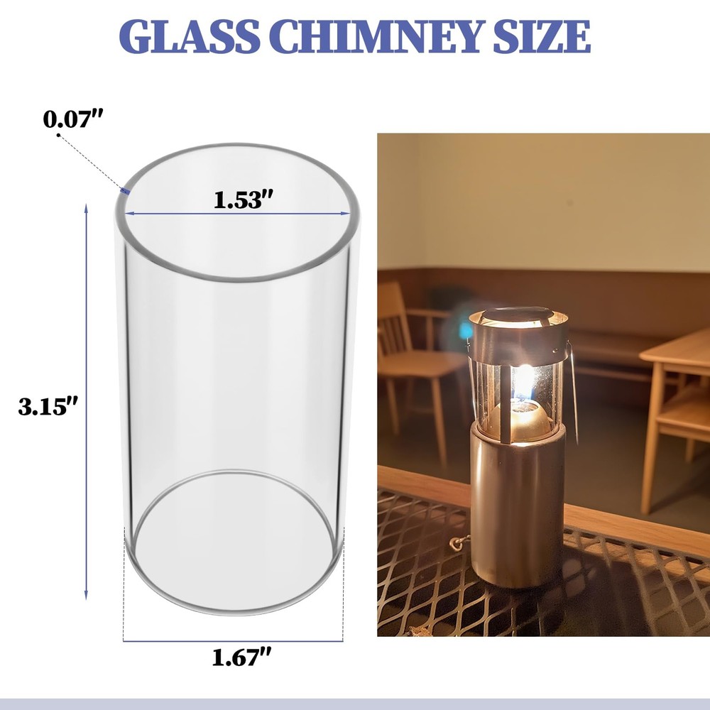 2-Pack Compatible Replacement Glass Chimney for UCO Candle Lantern, Durable &...