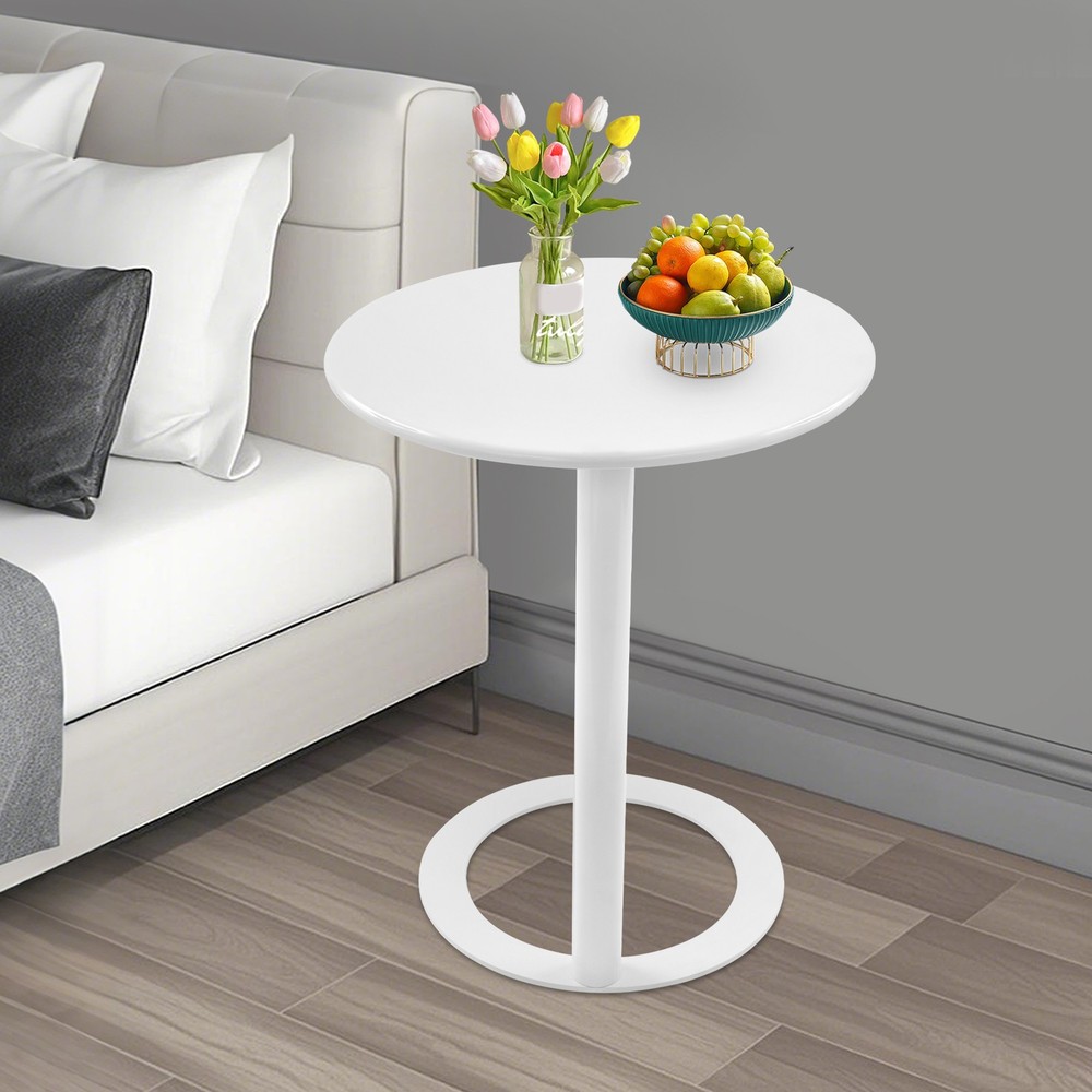60x74cm Round Side Table with O-shaped Base, Side Table for Small Spaces