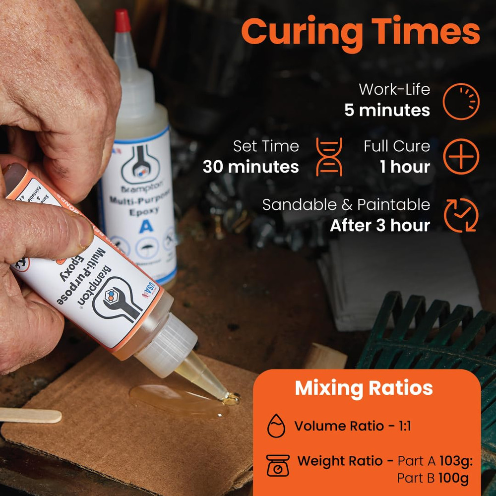 Brampton Multi-Purpose Epoxy, Quick 30-Minute Set, Waterproof 2-Part Epoxy Glue
