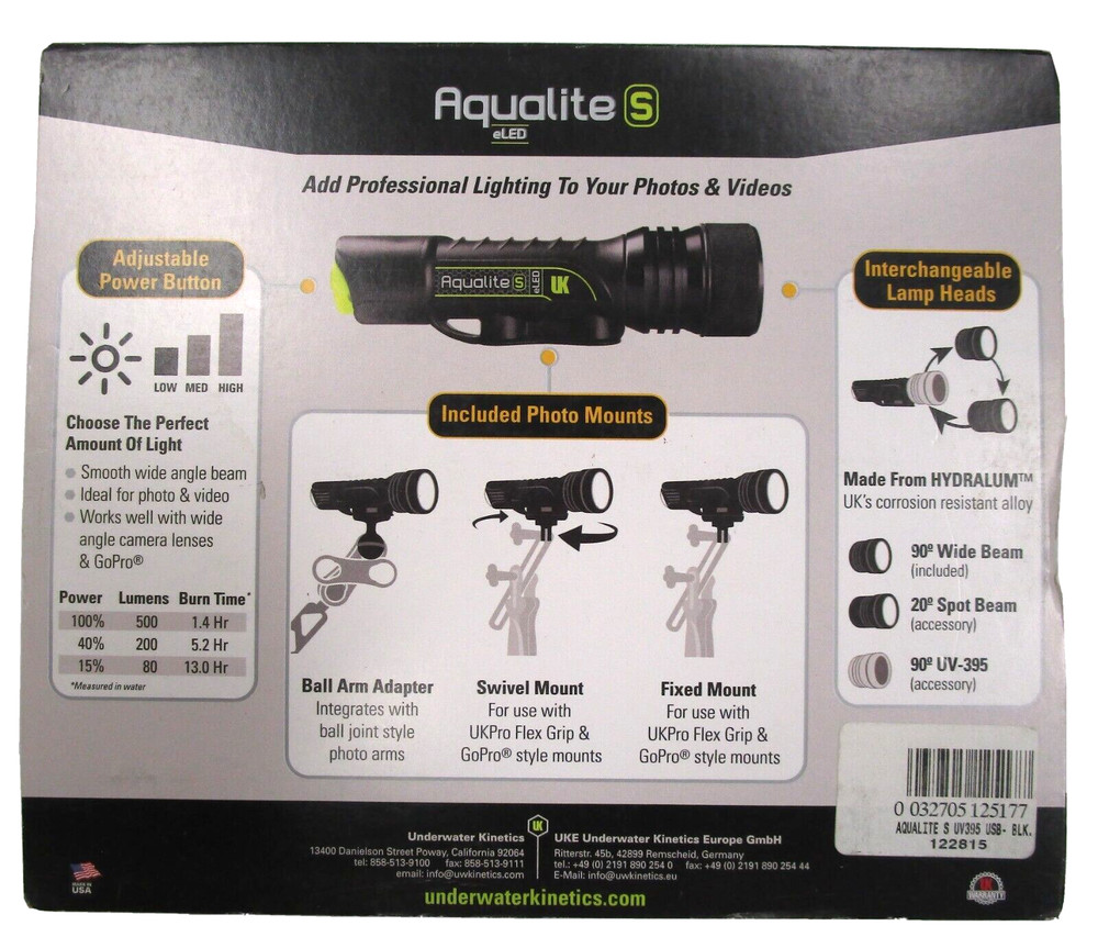 Aqualite-S Wide Angle Photo Dive Light