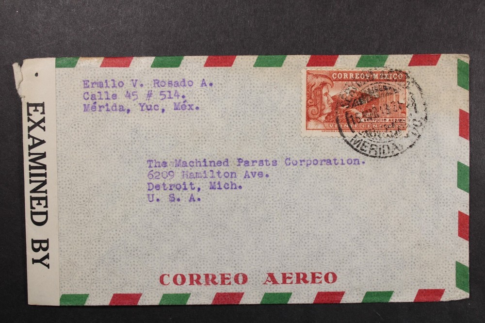 Mexico 1943 Censor Cover - Merida - J14832