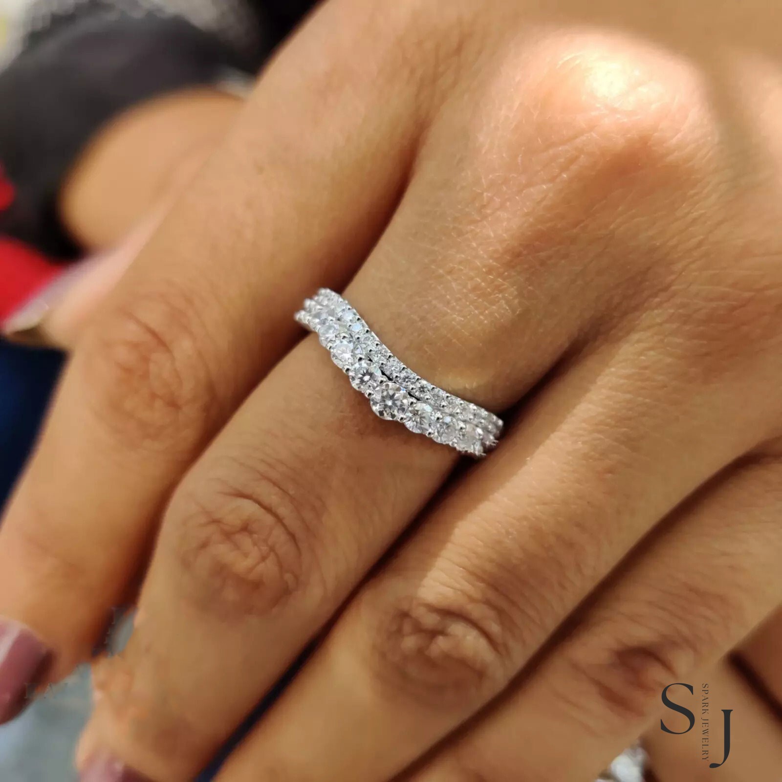 2.00 Carat VVS1 Round Cut Moissanite Eternity Wedding Band Solid 14k White Gold