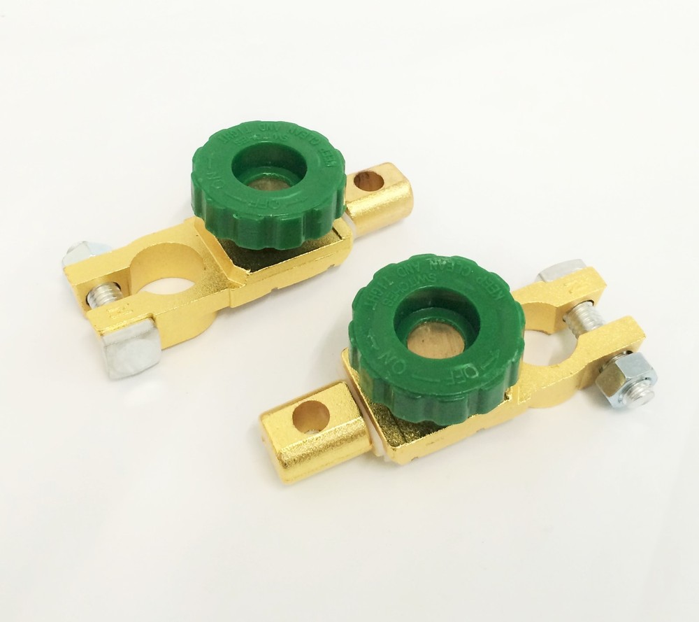 2x Auto Battery Link Terminal Quick Cut-off Disconnect Master Kill Switch Brass