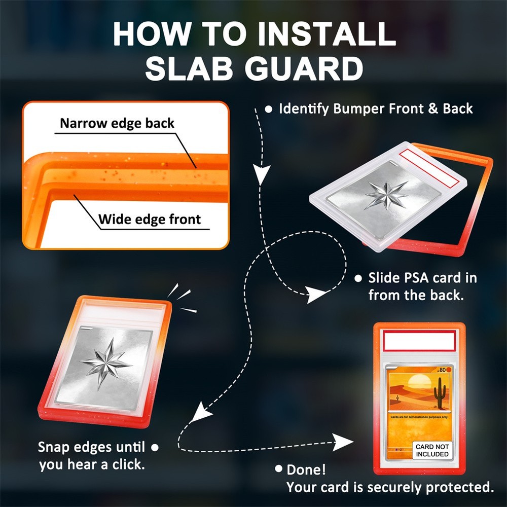 6X-30X Gradient Slab Bumper Guard Protector Skin Stackable For PSA Graded Card