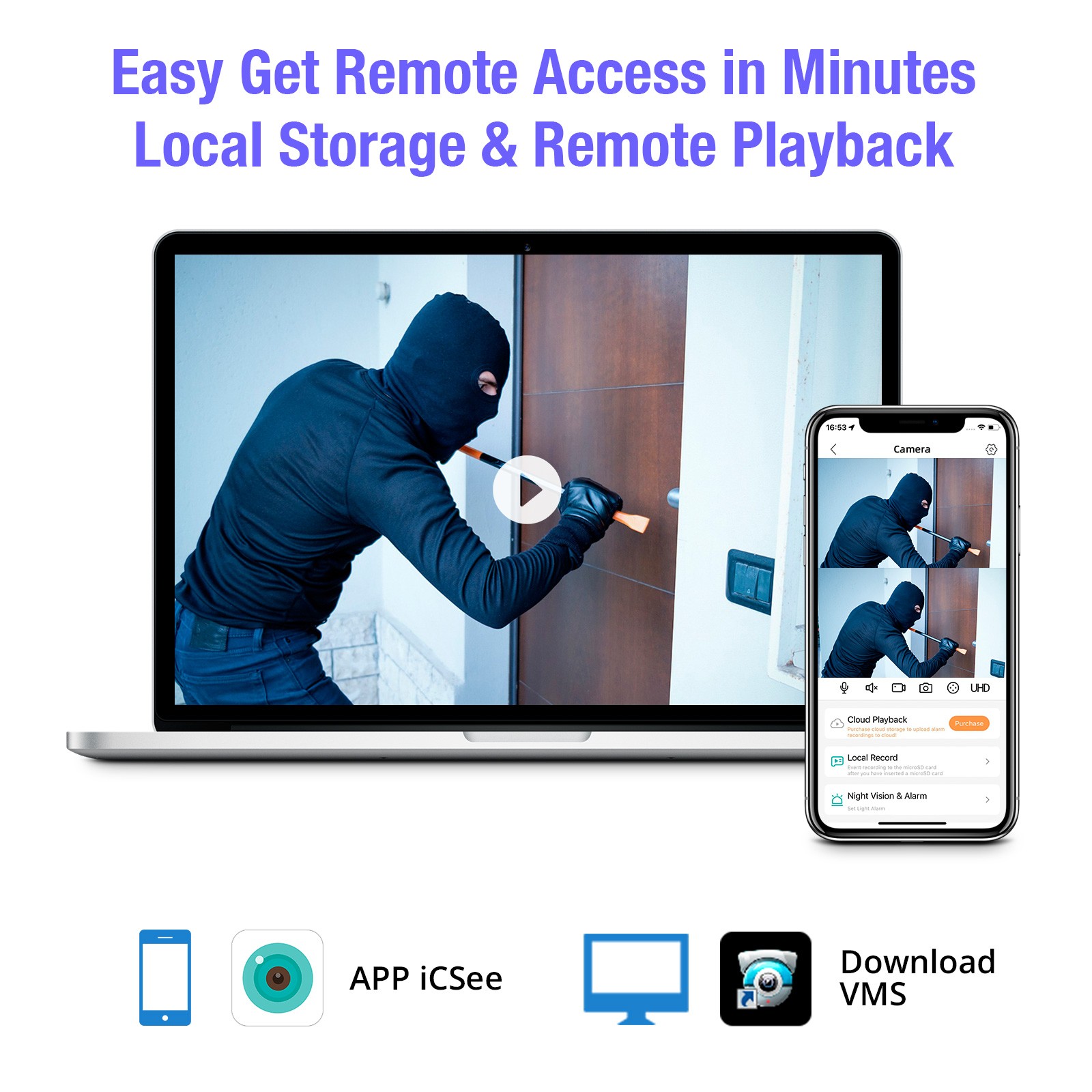 4K 8MP POE NVR IP Network Video Recorder H.265+ 1TB for Smart Security System