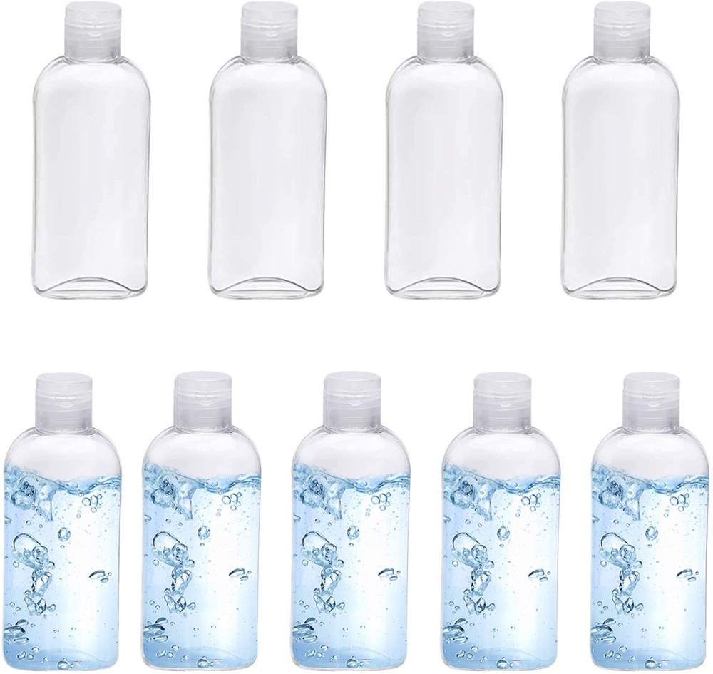 Clear Plastic Empty Squeeze Bottles 9 Pack 3.4oz/100ml with Flip Cap TSA Trav...