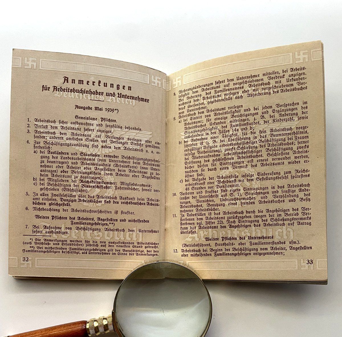 Germany Arbeitsbuch WWII Work Book Log