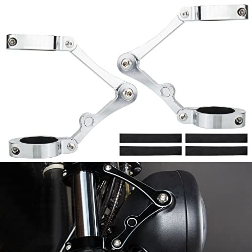 Universal Motorcycle Headlight Mounting Bracket Black Fork Tubes 39-41mm Chrome