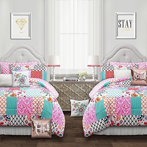 Brookdale Comforter - Colorful Patchwork Pattern Reversible 5 Piece Full/Queen