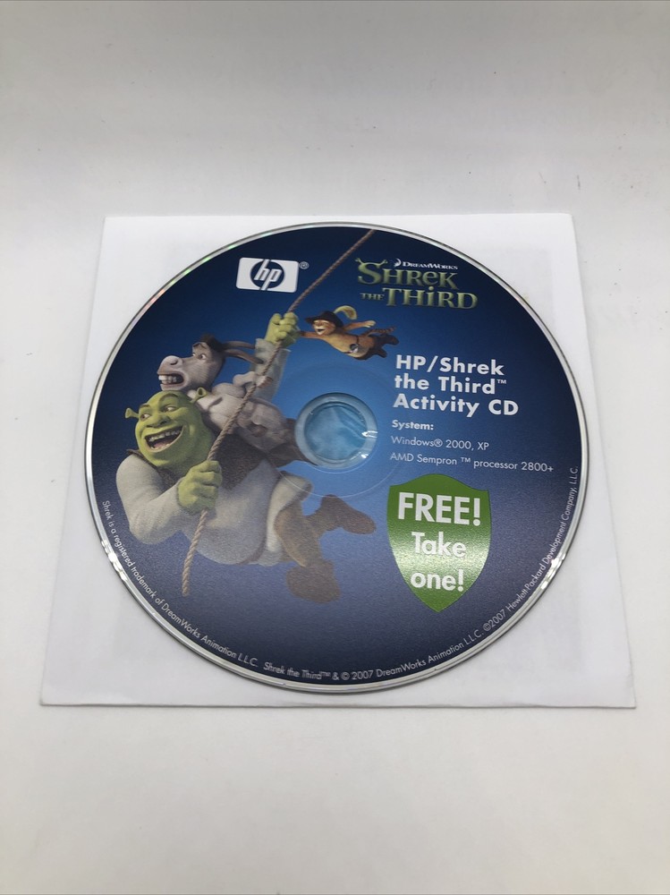 SHREK THE THIRD ACTIVITY CD HP HEWLETT-PACKARD SOFTWARE FOR WINDOWS 2000 XP