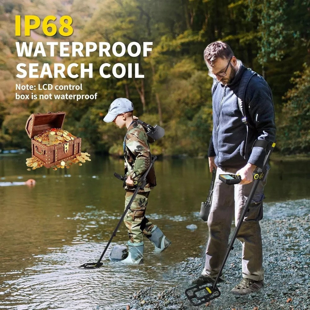 LCD Waterproof Metal Detector Professional Rechargeable Gold Detector Foldable