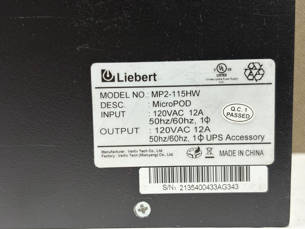 Liebert MP2-115HW MicroPOD Maintenance Bypass Switch
