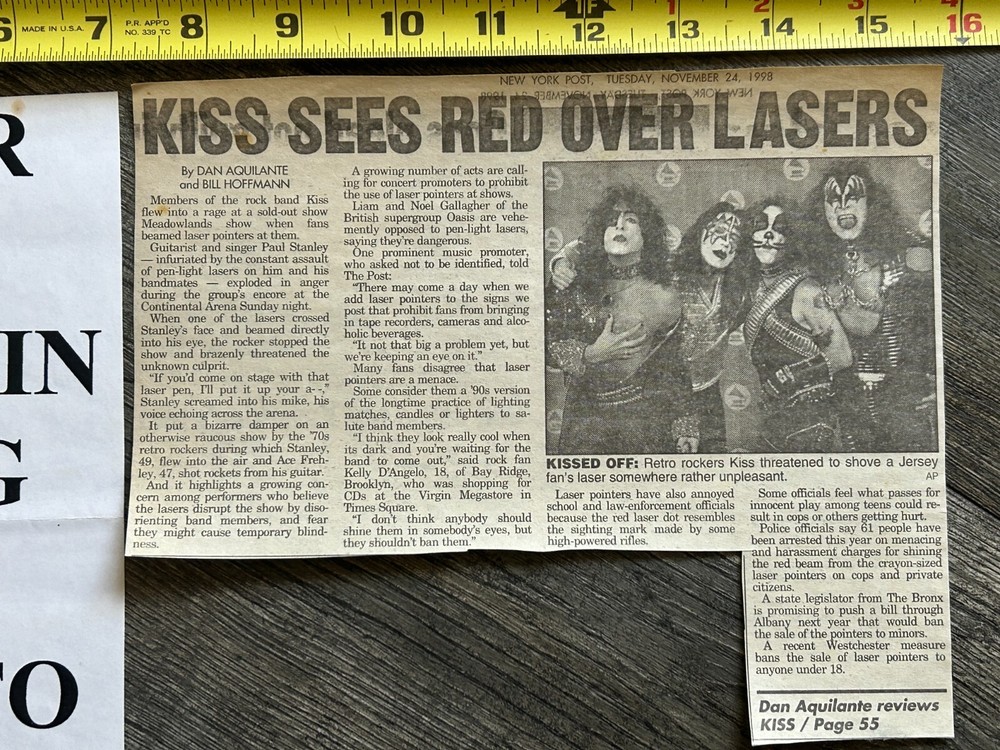 KISS Concert Clipping Concert Sign Psycho Circus Tour NJ Lasers Lot Vintage Kiss