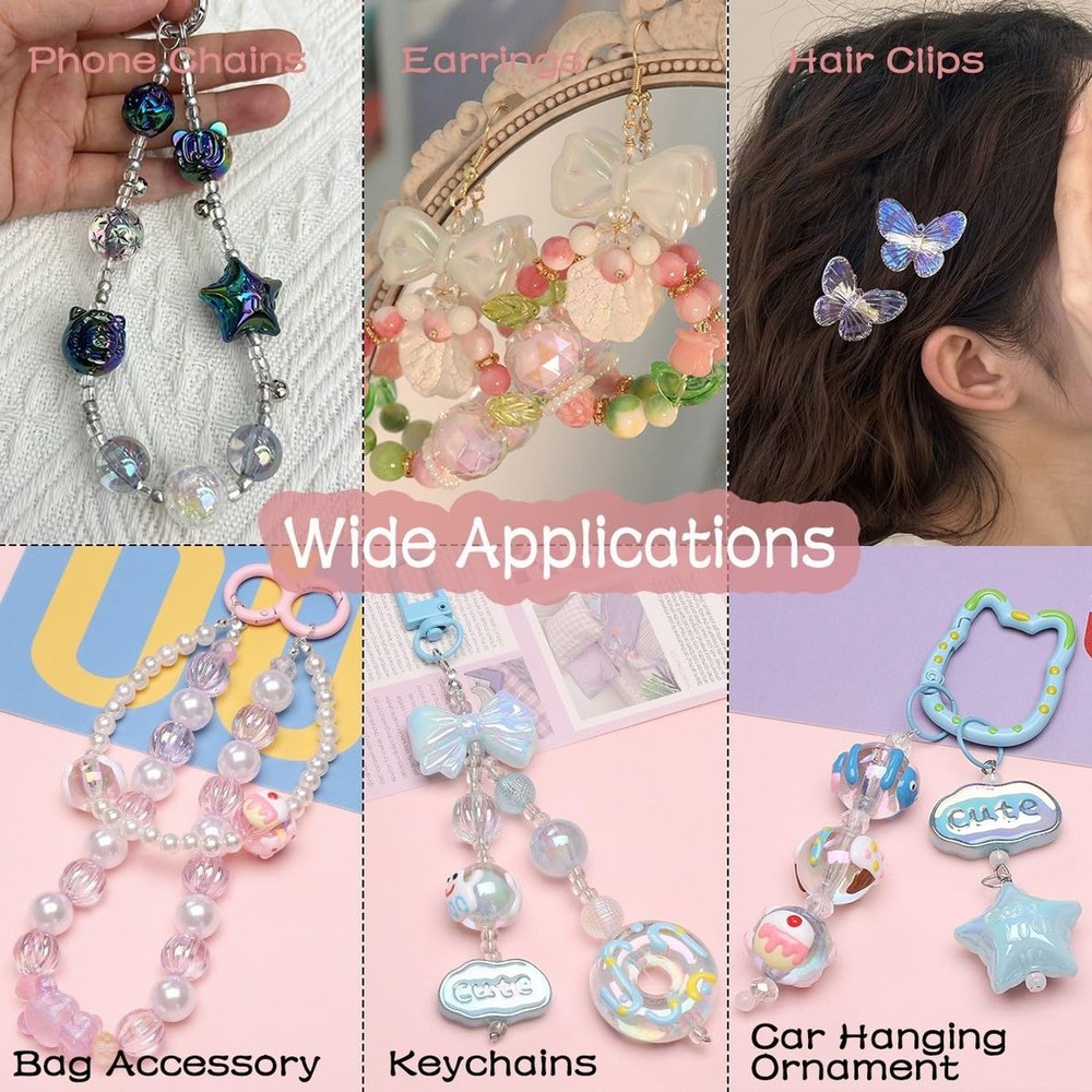 45-60PCS Large Acrylic Coffee Shiny Assorted Beads for Bracelet Making UV Pla...