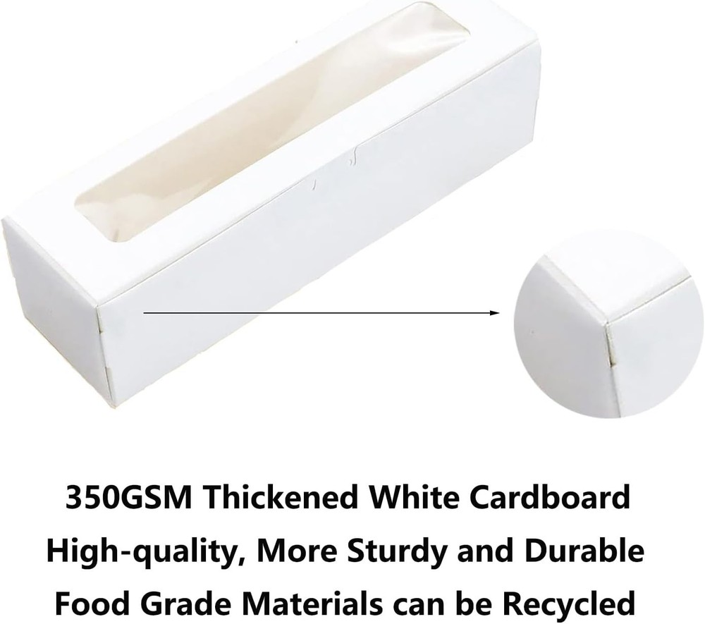 Recyclable Macaron Boxes - 20 Pack for 6-10 Macarons, Elegant Gift Packaging
