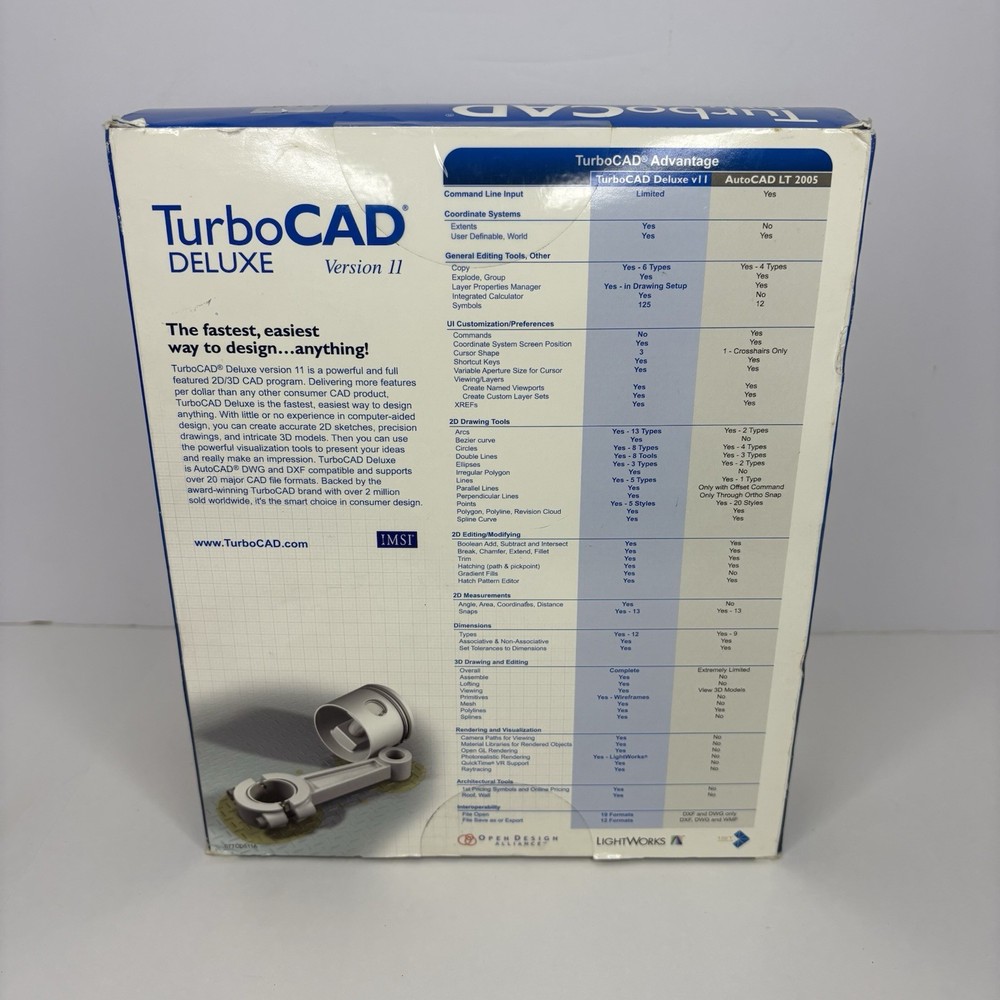 TurboCAD Deluxe Version 11 For windows 2000 /XP 2D & 3D CAD