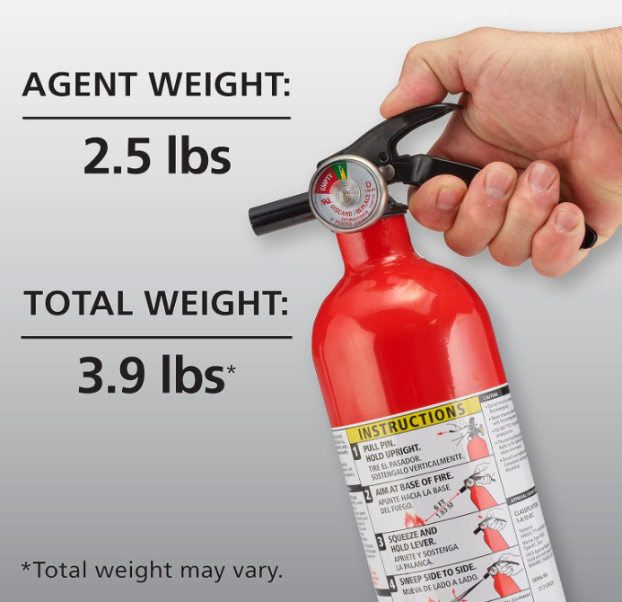 Kidde Basic Use Fire Extinguisher with Mount Bracket & Strap, 1-A:10-B , Dry