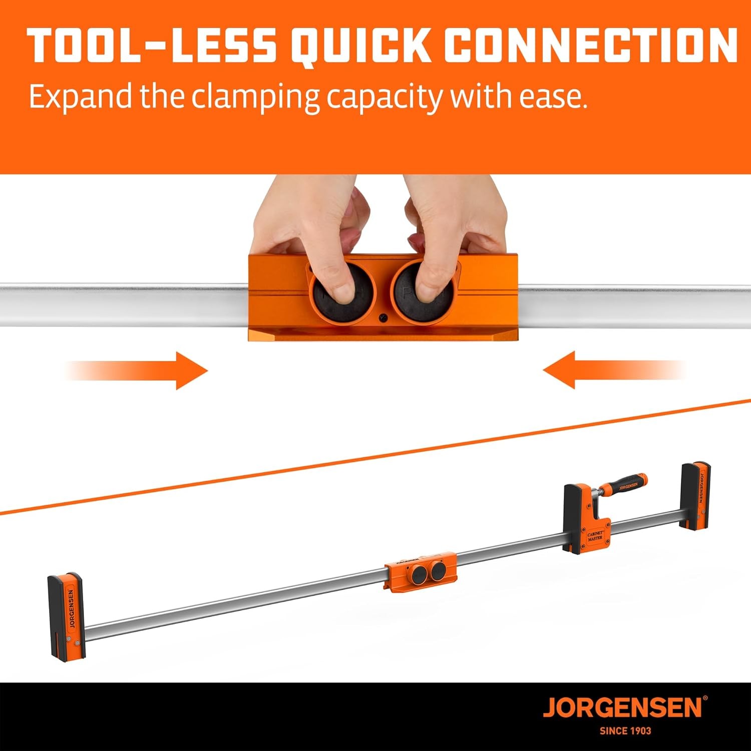 Jorgensen Parallel Clamp Extender Heavy-Duty Aluminum Connector for Woodworking