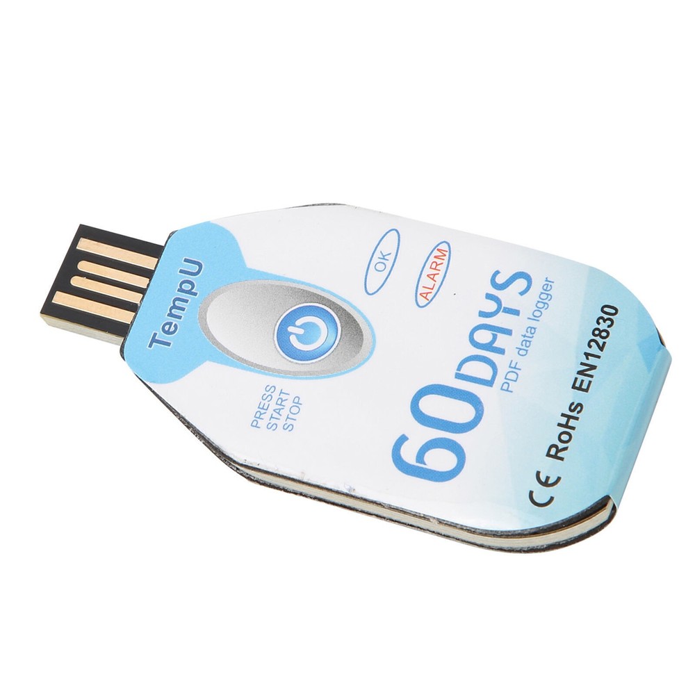 Temperature Data Logger Single Use PDF Report USB Port 10000 Points