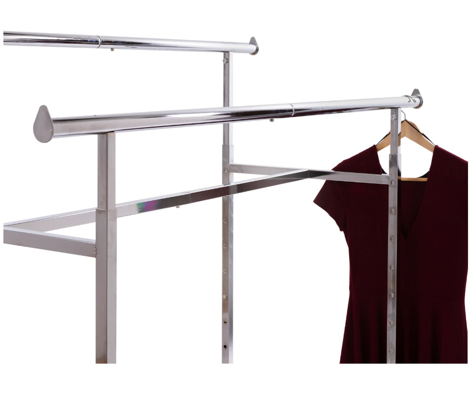 Econoco K40 Adjustable Double Bar Garment Rack 60" Chrome Retail